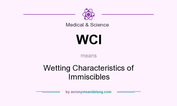 What does WCI mean? It stands for Wetting Characteristics of Immiscibles
