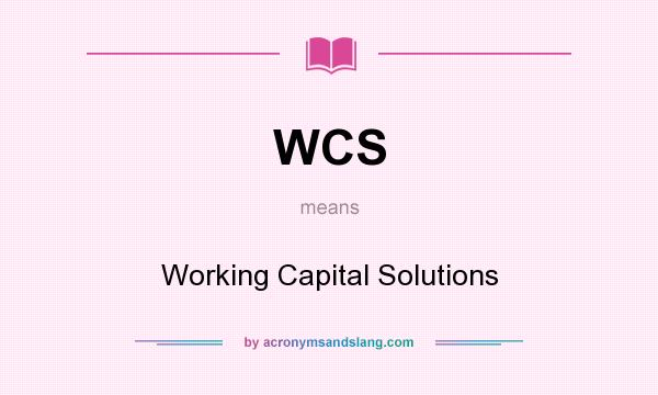 What does WCS mean? It stands for Working Capital Solutions