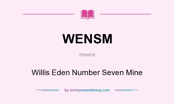 What does WENSM mean? It stands for Willis Eden Number Seven Mine