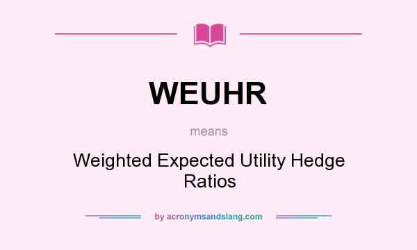 What does WEUHR mean? It stands for Weighted Expected Utility Hedge Ratios