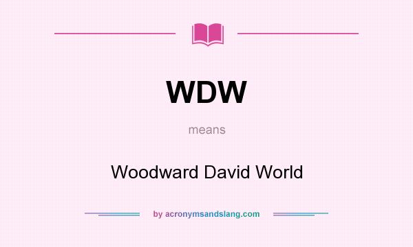 What does WDW mean? It stands for Woodward David World
