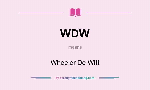What does WDW mean? It stands for Wheeler De Witt