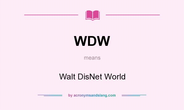 What does WDW mean? It stands for Walt DisNet World