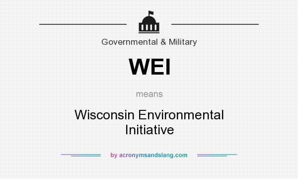 What does WEI mean? It stands for Wisconsin Environmental Initiative