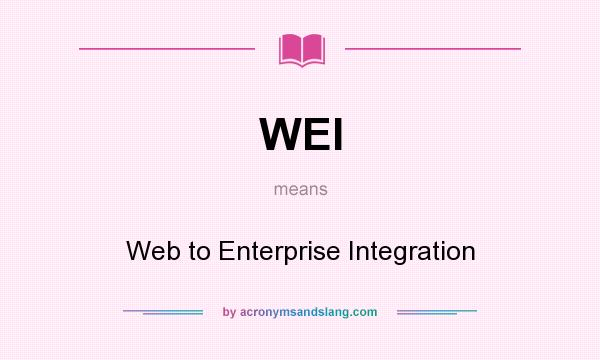What does WEI mean? It stands for Web to Enterprise Integration