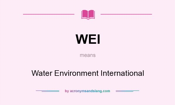 What does WEI mean? It stands for Water Environment International
