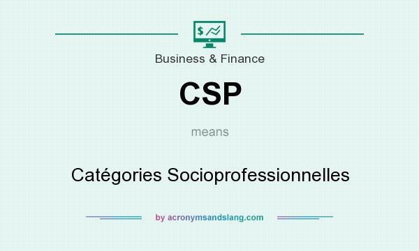 What does CSP mean? It stands for Catégories Socioprofessionnelles