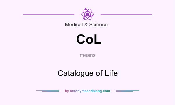 What does CoL mean? It stands for Catalogue of Life
