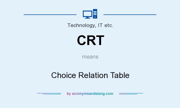 What does CRT mean? It stands for Choice Relation Table