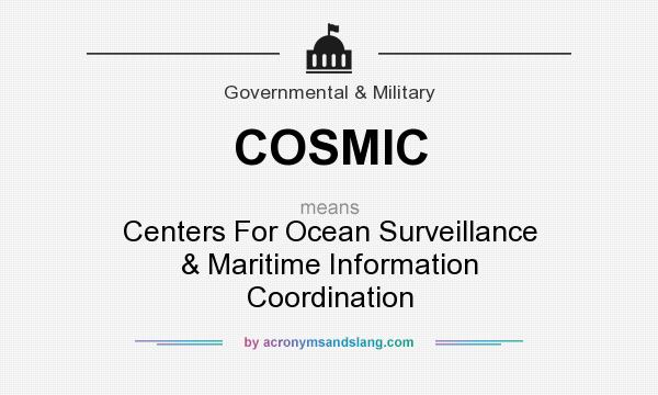 What does COSMIC mean? It stands for Centers For Ocean Surveillance & Maritime Information Coordination