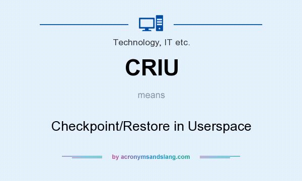 What does CRIU mean? It stands for Checkpoint/Restore in Userspace