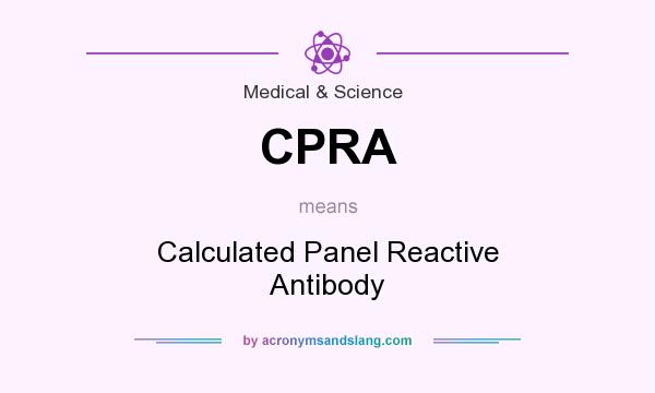 What does CPRA mean? It stands for Calculated Panel Reactive Antibody