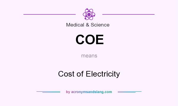 What does COE mean? It stands for Cost of Electricity