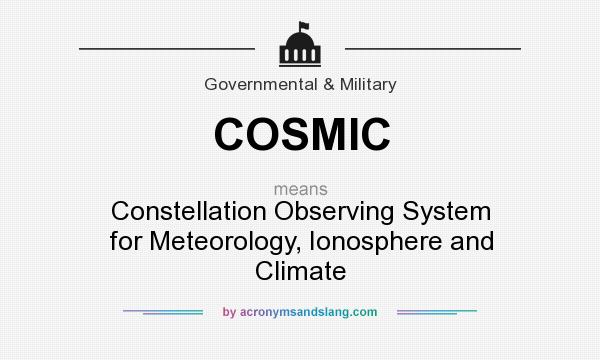 What does COSMIC mean? It stands for Constellation Observing System for Meteorology, Ionosphere and Climate