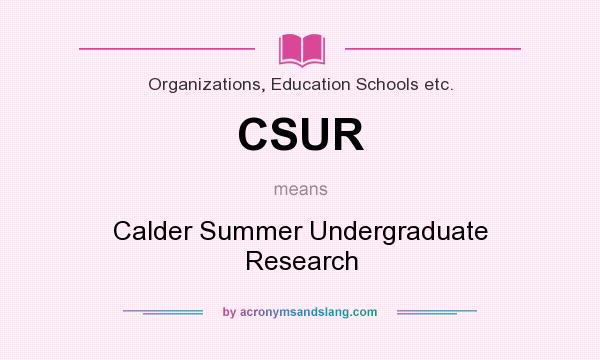 What does CSUR mean? It stands for Calder Summer Undergraduate Research