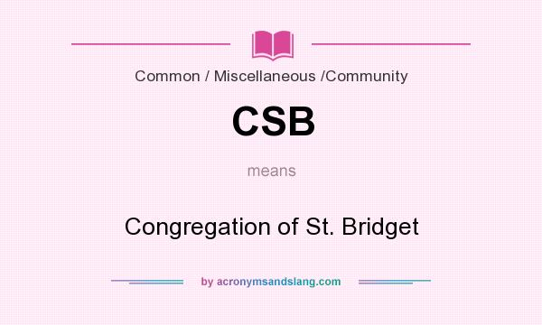 What does CSB mean? It stands for Congregation of St. Bridget