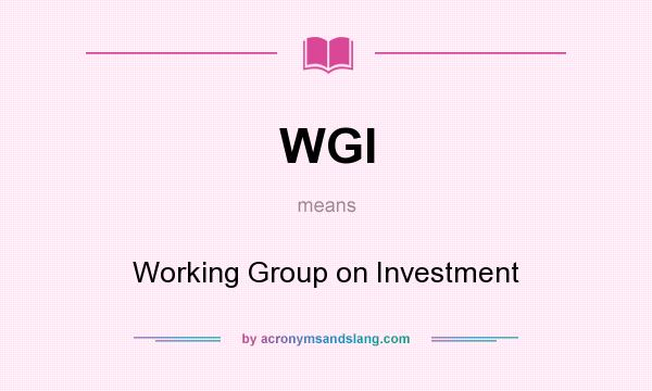 What does WGI mean? It stands for Working Group on Investment