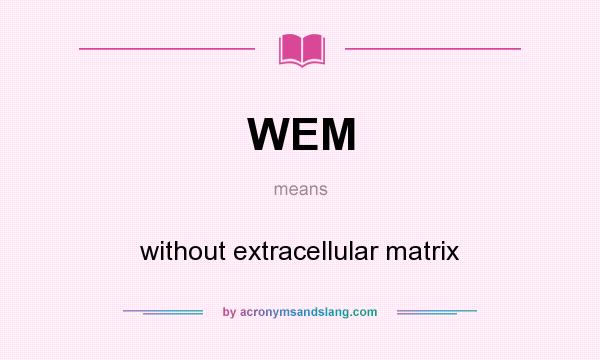 What does WEM mean? It stands for without extracellular matrix