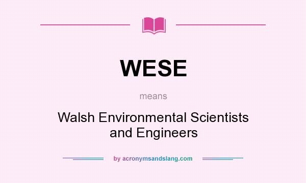 What does WESE mean? It stands for Walsh Environmental Scientists and Engineers
