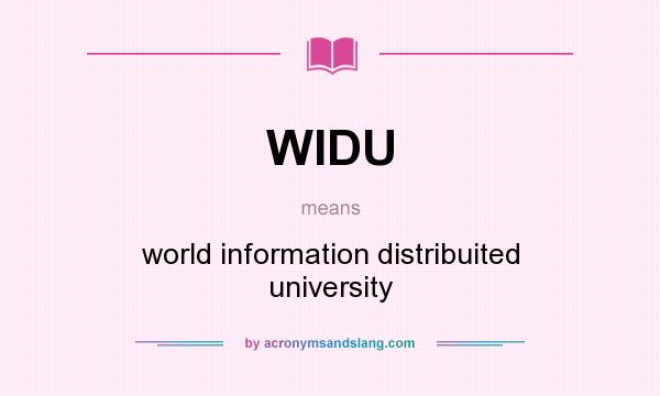 What does WIDU mean? It stands for world information distribuited university