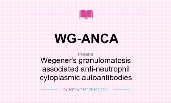 What does WG-ANCA mean? It stands for Wegener`s granulomatosis associated anti-neutrophil cytoplasmic autoantibodies