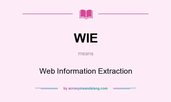 What does WIE mean? It stands for Web Information Extraction