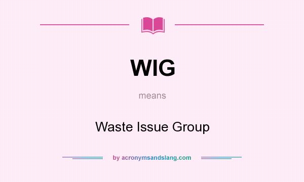 What does WIG mean? It stands for Waste Issue Group