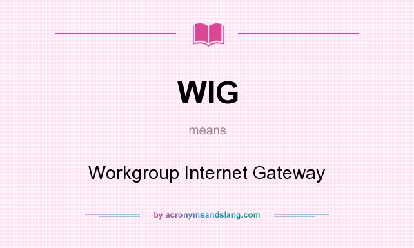 What does WIG mean? It stands for Workgroup Internet Gateway