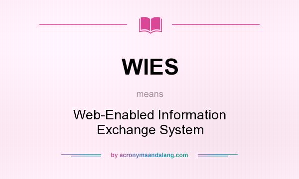 What does WIES mean? It stands for Web-Enabled Information Exchange System