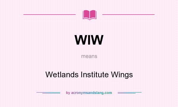 What does WIW mean? It stands for Wetlands Institute Wings