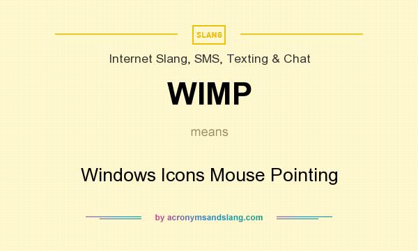 What does WIMP mean? It stands for Windows Icons Mouse Pointing