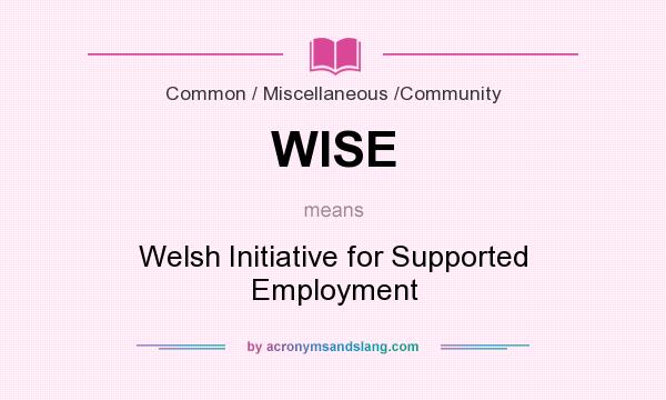 What does WISE mean? It stands for Welsh Initiative for Supported Employment