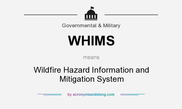 What does WHIMS mean? It stands for Wildfire Hazard Information and Mitigation System