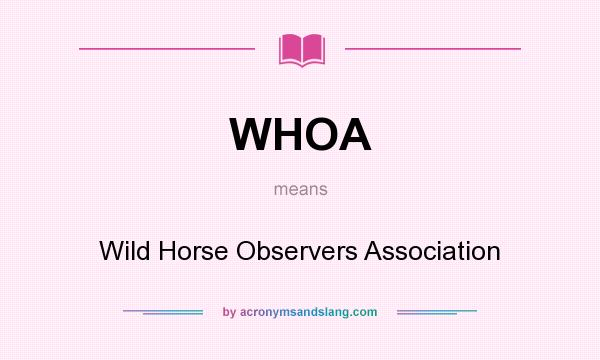 What does WHOA mean? It stands for Wild Horse Observers Association