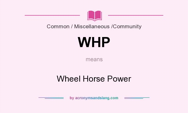 What does WHP mean? It stands for Wheel Horse Power