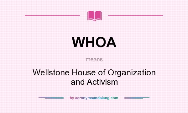 What does WHOA mean? It stands for Wellstone House of Organization and Activism