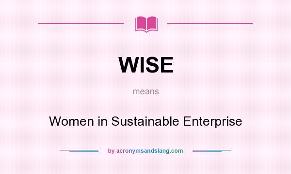What does WISE mean? It stands for Women in Sustainable Enterprise