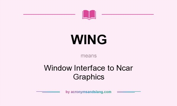 What does WING mean? It stands for Window Interface to Ncar Graphics