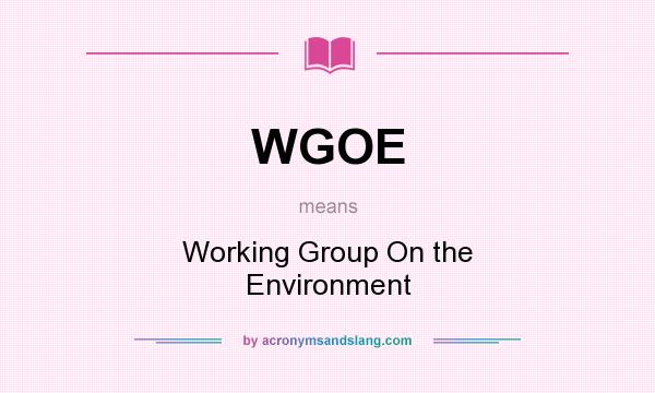 What does WGOE mean? It stands for Working Group On the Environment