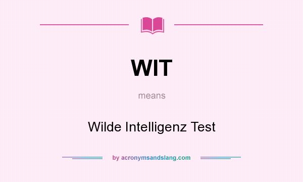 What does WIT mean? It stands for Wilde Intelligenz Test