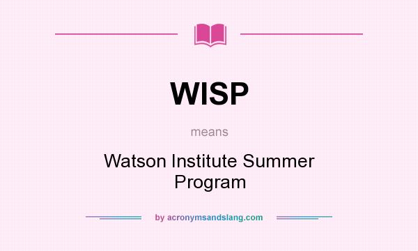 What does WISP mean? It stands for Watson Institute Summer Program