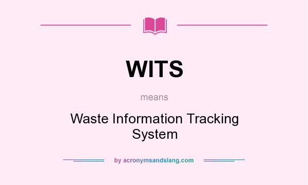 What does WITS mean? It stands for Waste Information Tracking System