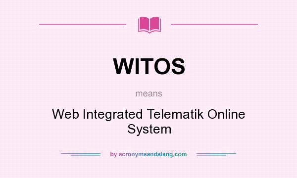 What does WITOS mean? It stands for Web Integrated Telematik Online System