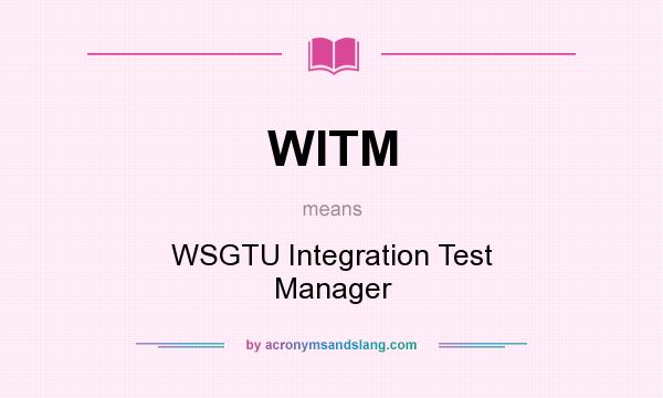 What does WITM mean? It stands for WSGTU Integration Test Manager