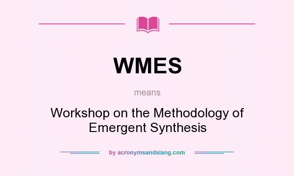 What does WMES mean? It stands for Workshop on the Methodology of Emergent Synthesis