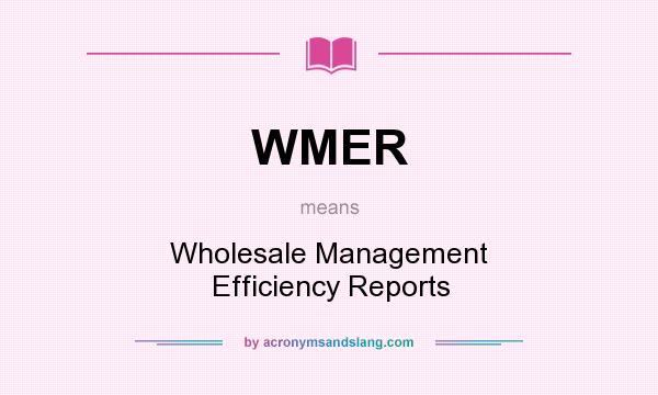 What does WMER mean? It stands for Wholesale Management Efficiency Reports