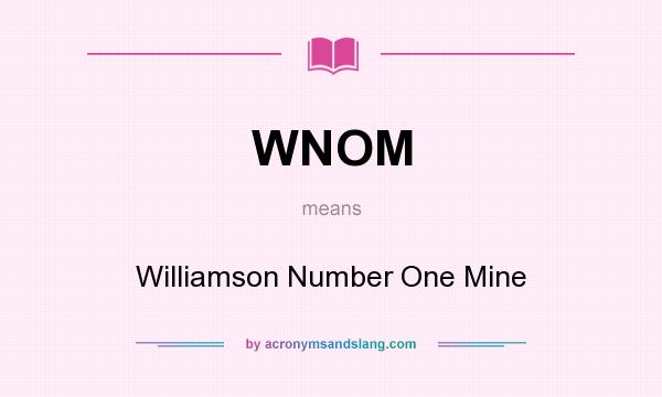 What does WNOM mean? It stands for Williamson Number One Mine