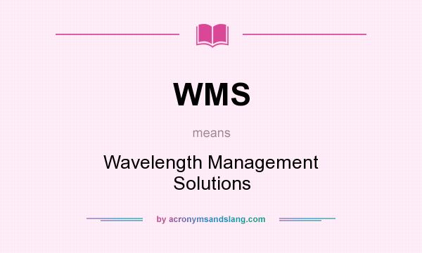 What does WMS mean? It stands for Wavelength Management Solutions