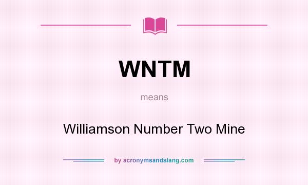 What does WNTM mean? It stands for Williamson Number Two Mine