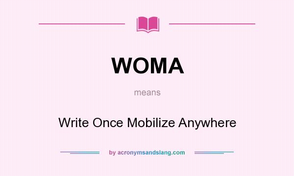 What does WOMA mean? It stands for Write Once Mobilize Anywhere